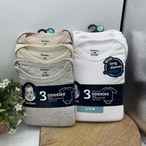 x2 Gerber Baby Unisex 6-9m Onesies 3 Pack NEW Baby Shower Gift Boy Girl